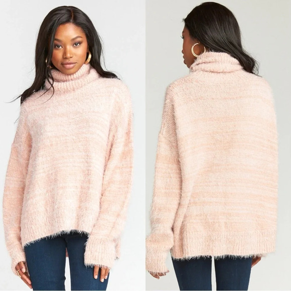 Show Me Your MuMu Sweaters - Show Me Your Mumu Fatima Turtleneck Sweater Fuzzy Pink Knit Wool Blend Size S